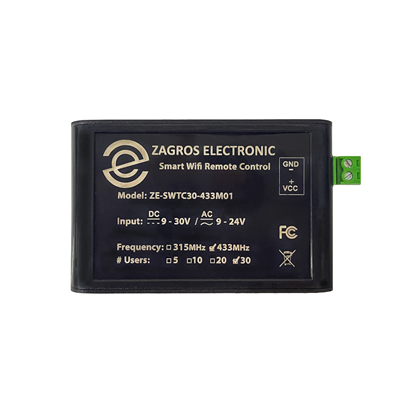 فرستنده هوشمند زاگرس الکترونیک مدل 30 کاربره کد ZE-SWTC30-433M01 | SMART WIFI REMOTE CONTROL